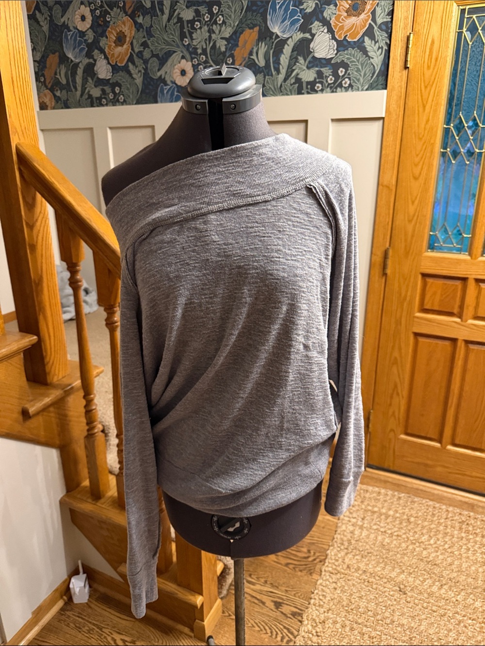 We The Free Off-Shoulder Heather Gray Lightweight Sweatshirt